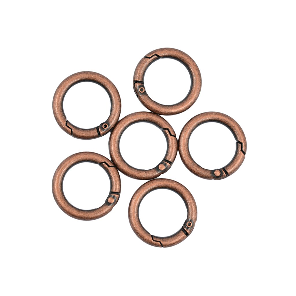 6 Pcs Legering O-Ring Snap Lente Haak Sluiting Karabijnhaak Lock Clip Sleutelhanger Klimmen Ronde Spring Snap Hook Diy sieraden Vinden, 25 Mm: Red Brown