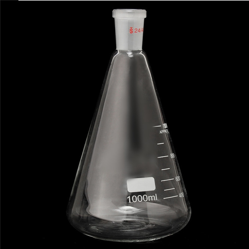 Erlenmeyer – bouteille conique en verre, 24/40, 1000ml/1l, fournitures de verrerie de laboratoire de chimie,