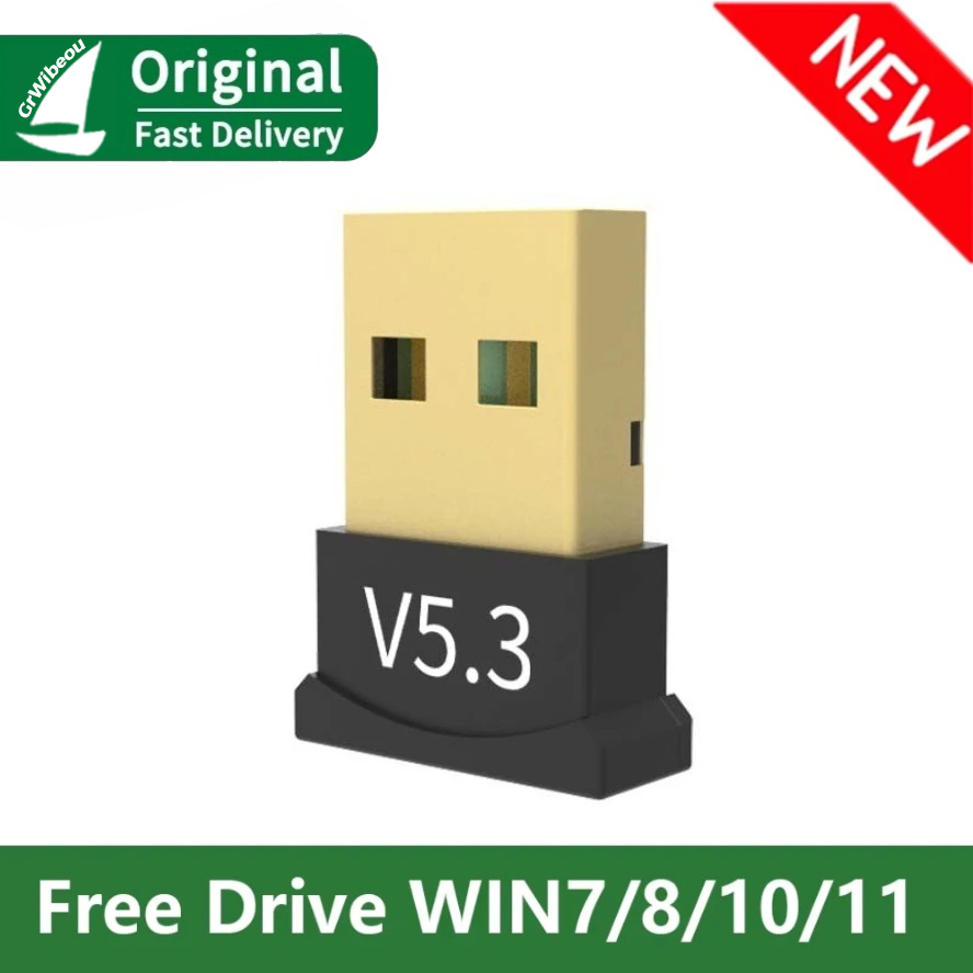 Wireless Bluetooth 5.3 Adapter USB Bluetooth 5.0 Dongle Adapter for PC Laptop Wireless Speaker Audio Receiver USB Transmitter: Transparent