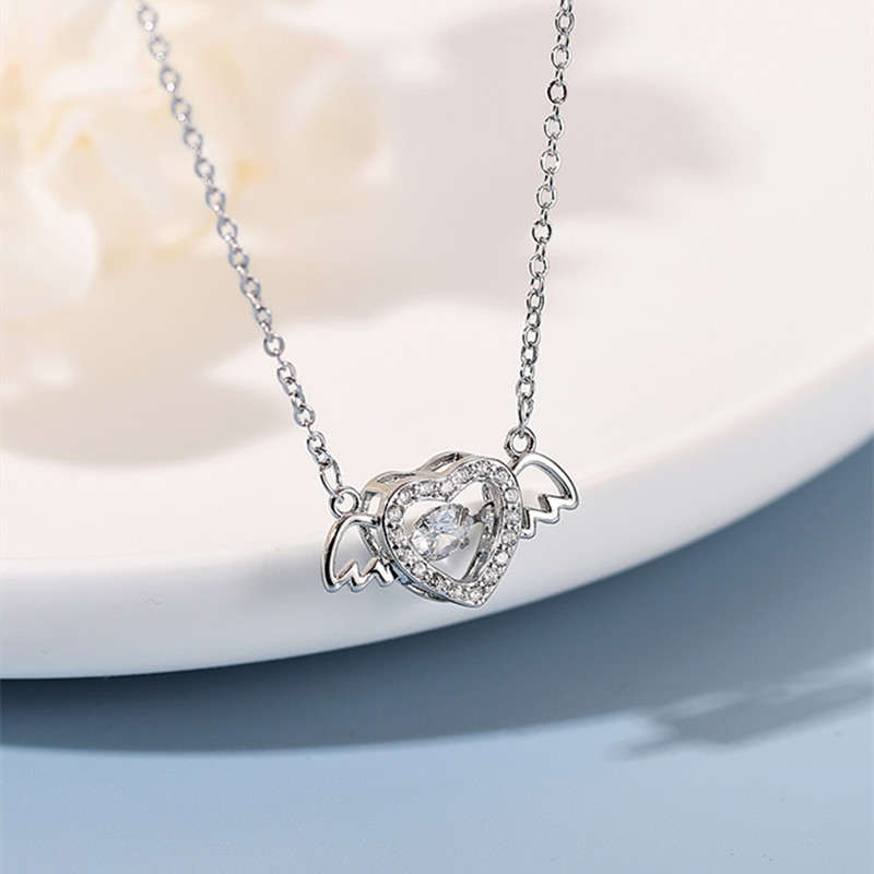 Collier avec pendentif ailes d'ange en cristal rose coréen pour femmes, bijoux minimalistes, chaîne de cou pour filles, flèche de cupidon, 2023: Plaqué bronze antique