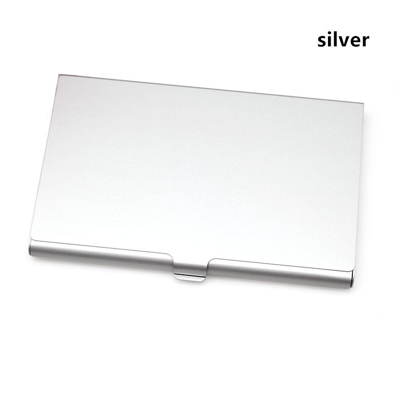 Casual Business Card Case Stainless Steel Aluminum Holder Metal Box Cover Credit Men Business Card Holder Metal Wallet: Silver