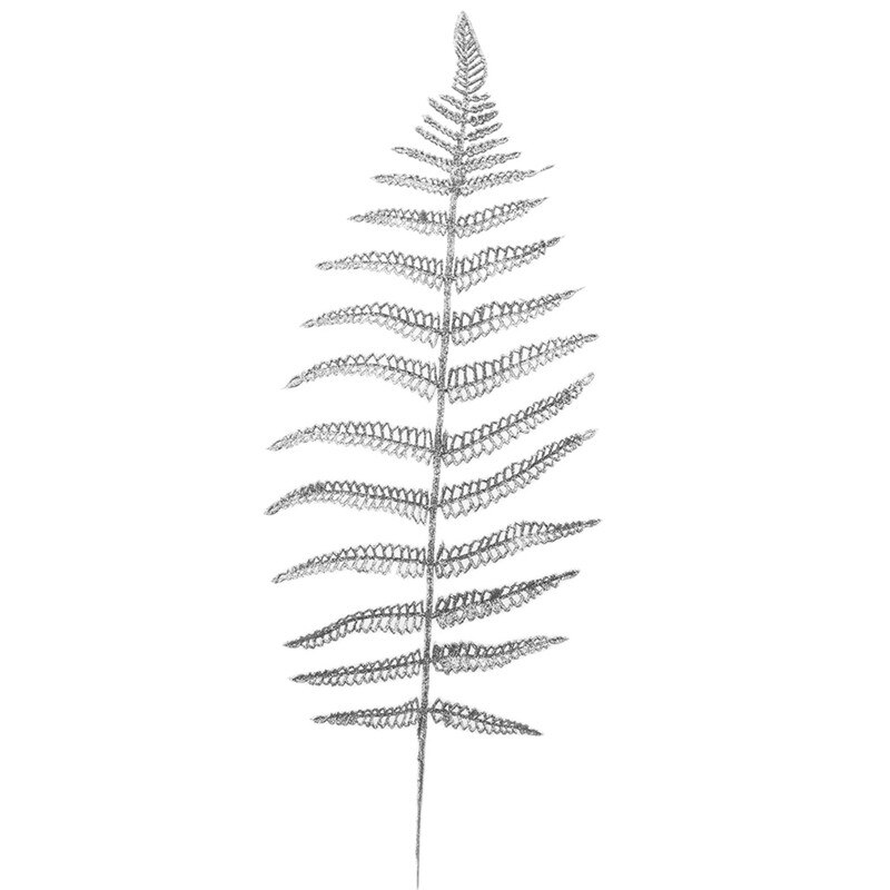 5pcs Set Christmas Artificial Leaves Glitter Hollow Fern Leaf DIY Christmas Tree Decoration Wedding Party Ornaments: Silver