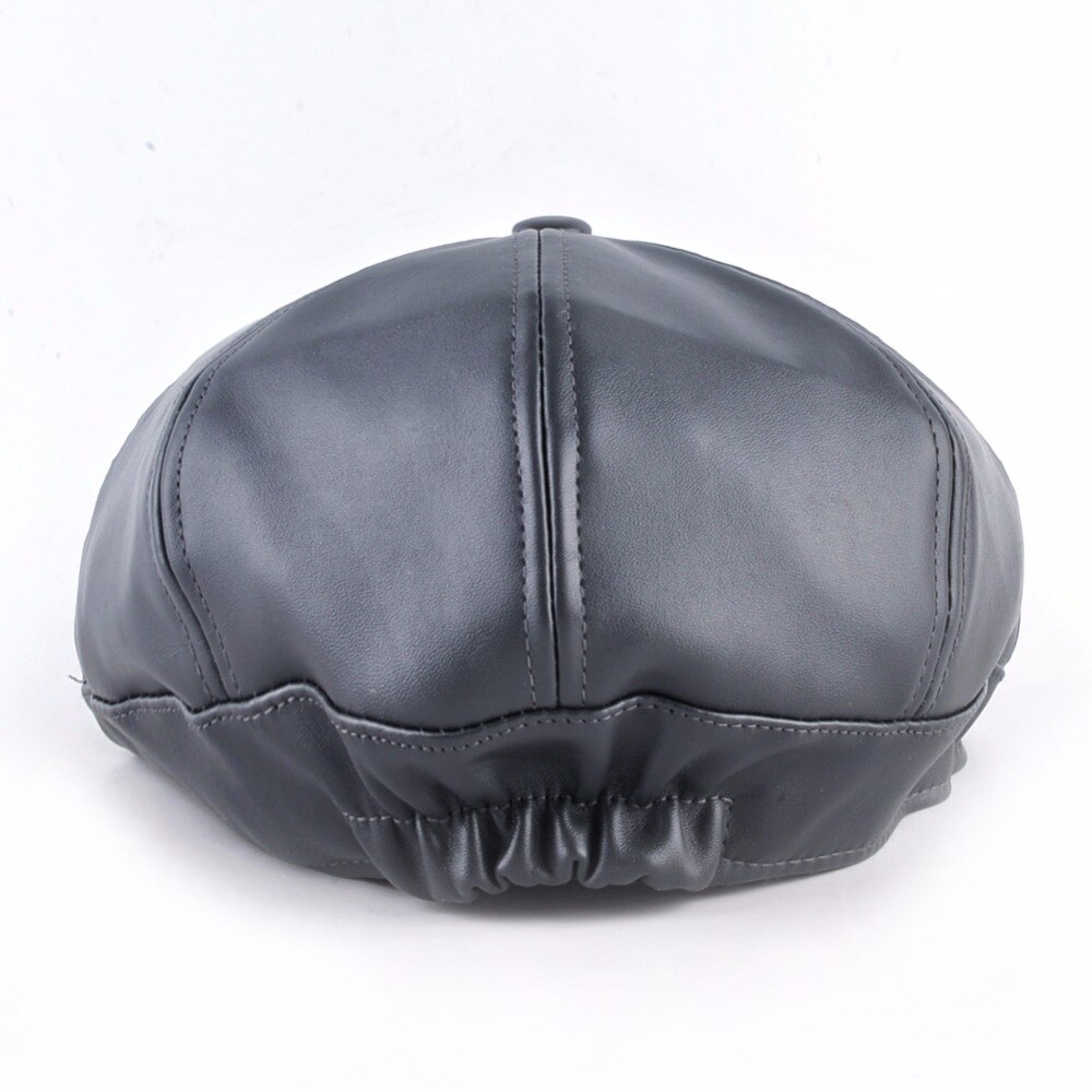 Boinas de cuero sintético para hombre y mujer, gorros octogonales de piel sintética con visera, informales, planos, Unisex, para invierno y otoño