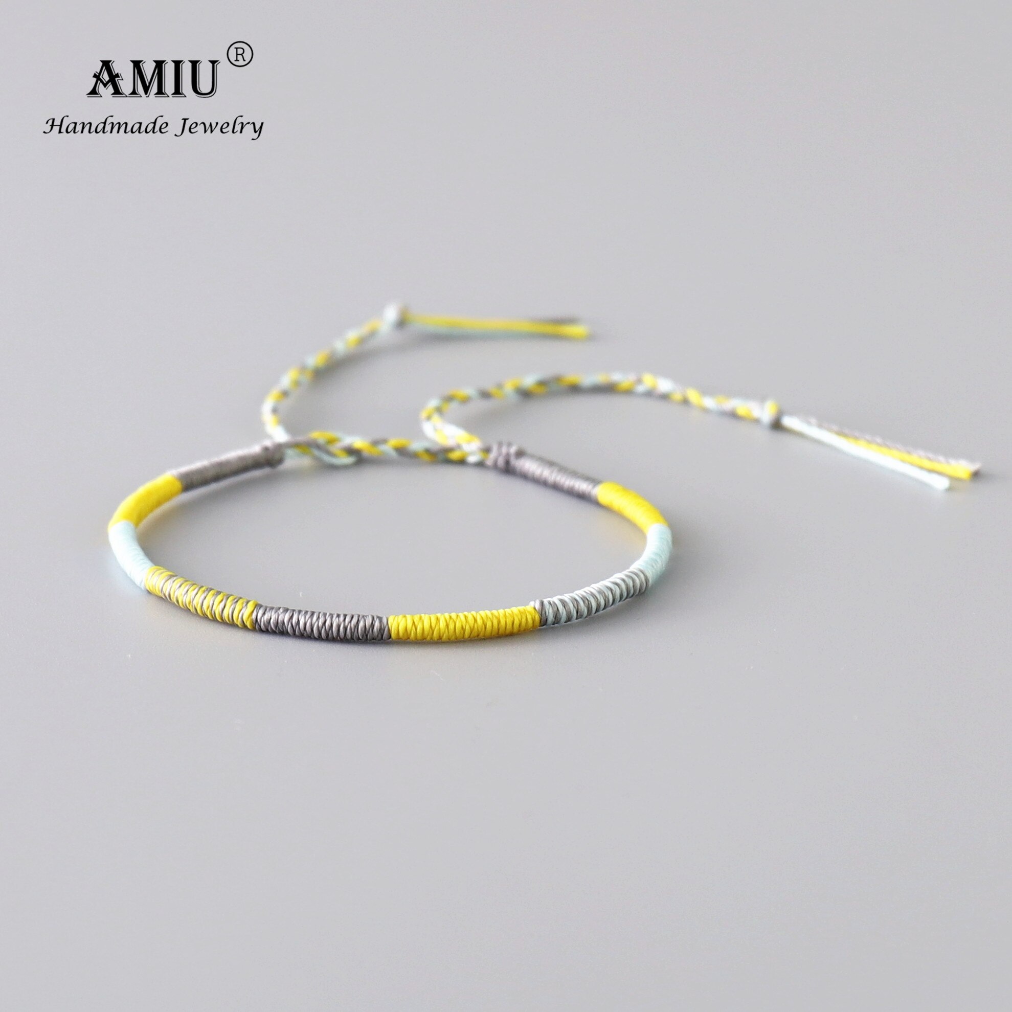 AMIU Handmade Waterproof Woven Wax Thread Wrap Bracelet Simple Rope Knot Bracelet Macrame Bracelet for Men and Women