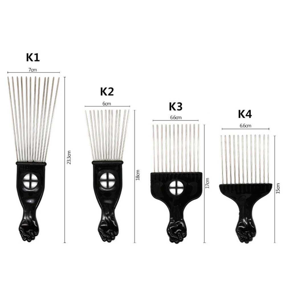 Peigne Afro en métal, 4 tailles, accessoire de coiffure et de coiffure, de Style , peigne de couleur noire