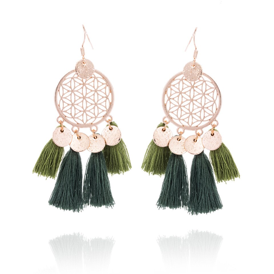 WANGAIYAO2020 Kwastje Oorbellen Dream Catcher Sequin Oorbellen Vrouwen: Style8