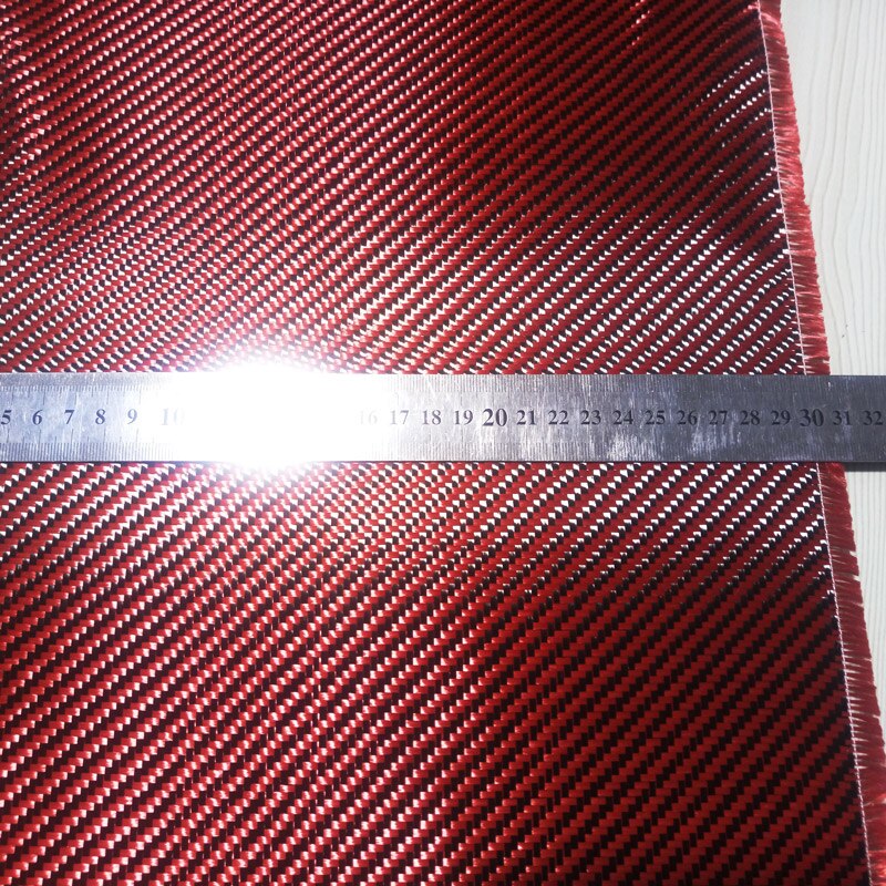Rød kevlar & 3k kulfiber blandet stof 200 gsm 20 "  / 50cm bred 2 x 2 twill aramid fiber hybrid carbon kevlar klud