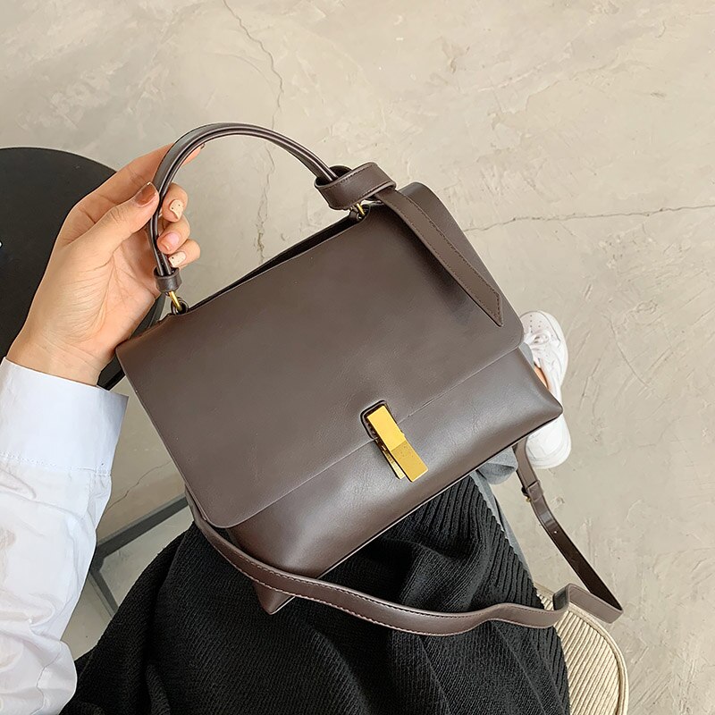 Pu leren crossbody tassen voor dames winter dames trendy schoudertas meisjes handtassen dames crossbody tas: Koffie