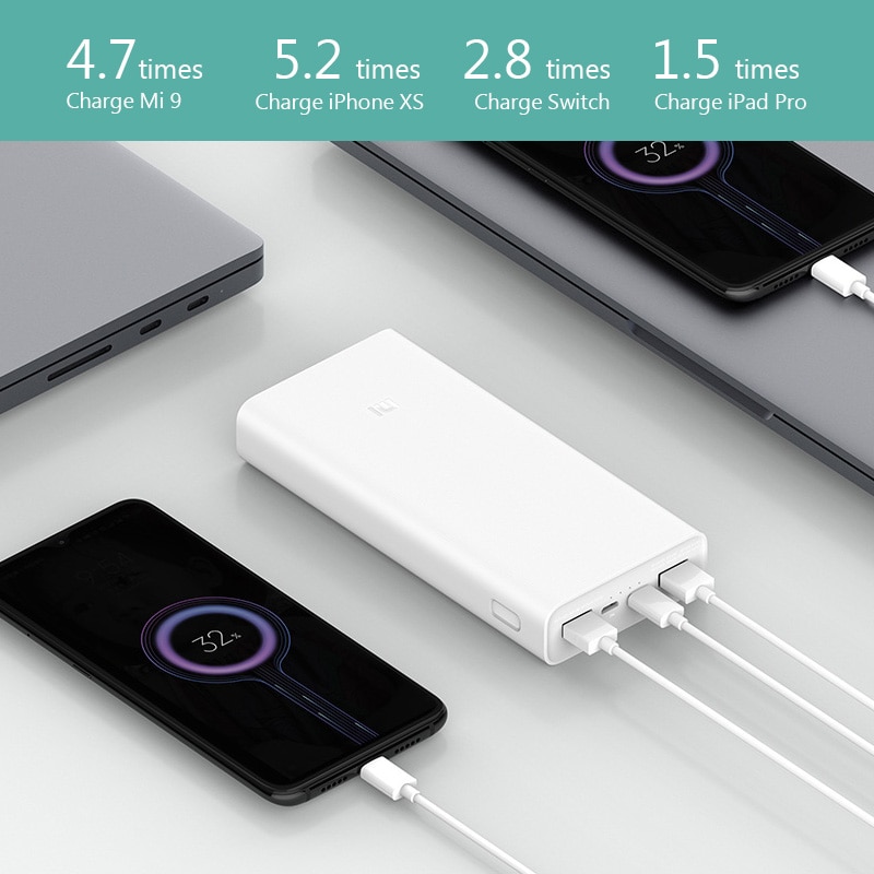 Xiaomi powerbank 20000 mah 3 plm 18zm 18w 2- -vejs hurtigopladning usb c bærbar mi powerbank 20000 ekstern batteri poverbank