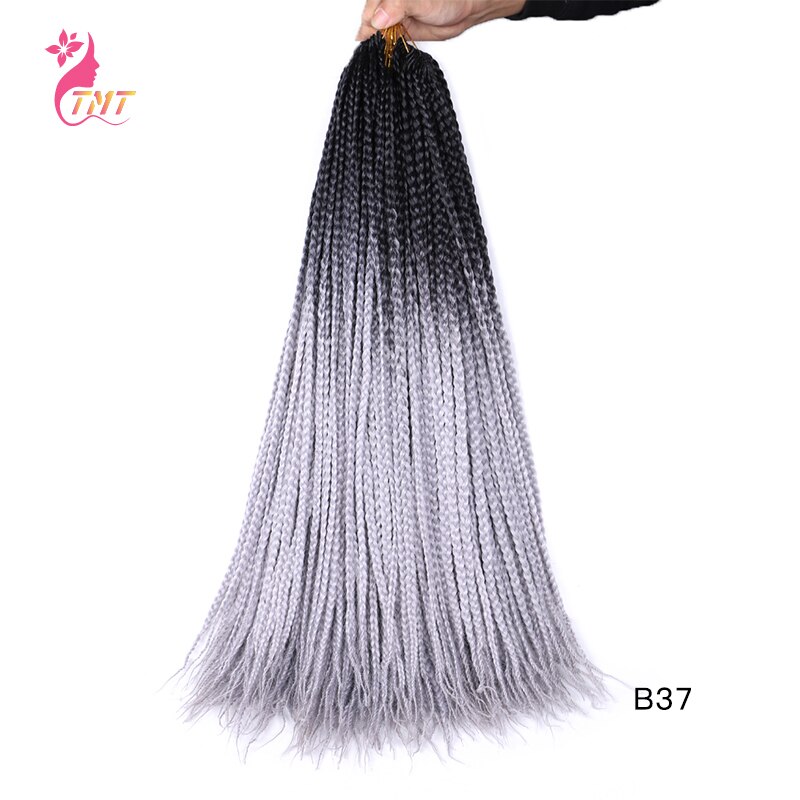 TMT 24Inch Crochet Hair Box Braids Long Purple Ombre Braiding Hair 10Strands Synthetic Rainbow Crochet Braids Hair for Women: B37