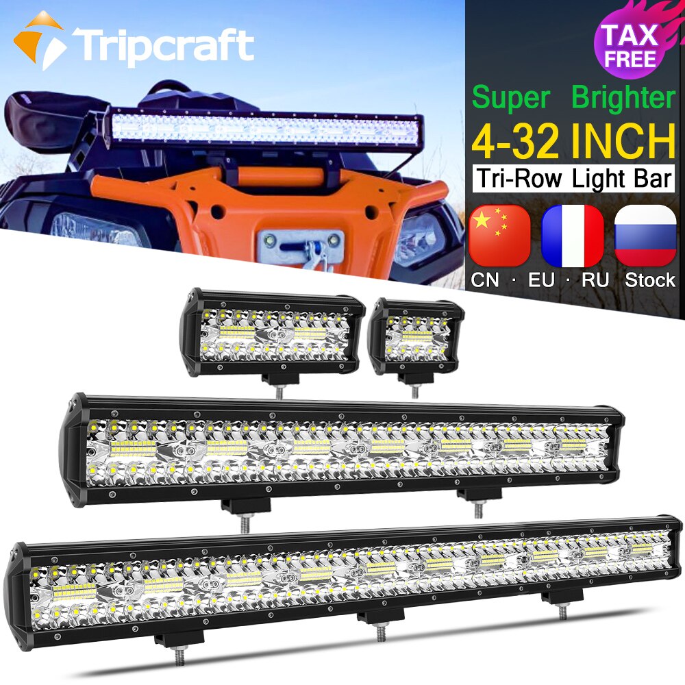 Tripcraft 3 rzędy listwa LED 4 - 28 Cal listwa świetlna LED LED światło robocze do ciągnika samochodowego łódź OffRoad 4x4 ciężarówka SUV ATV jazda 12V 24V