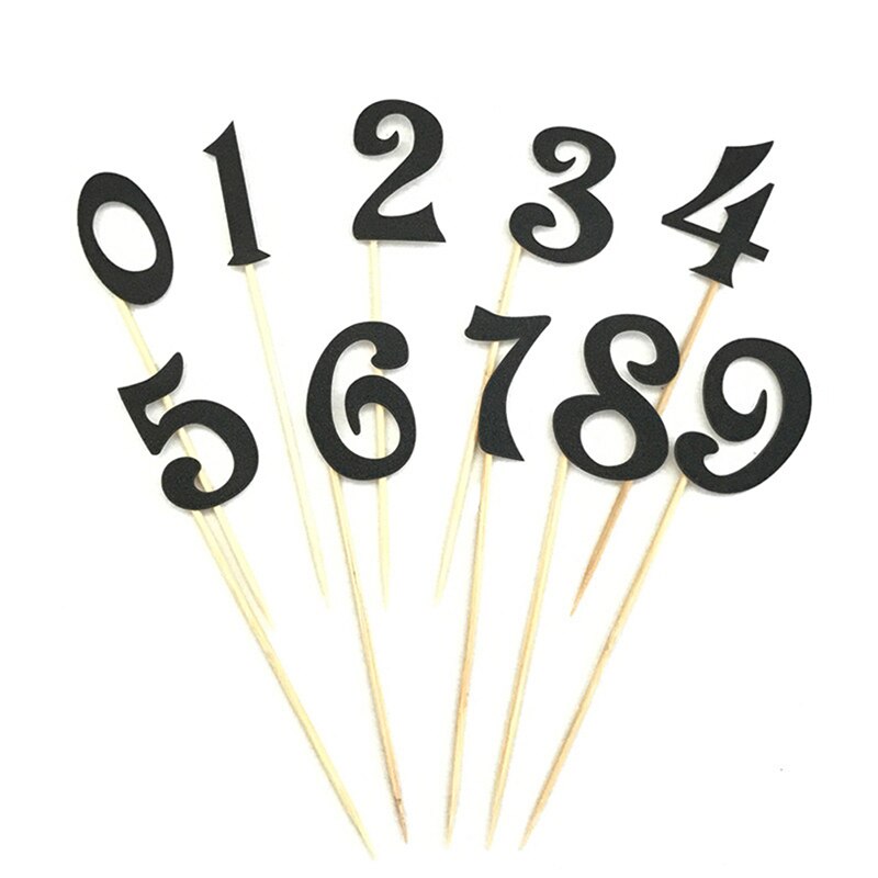 10 unids/set de número Topper de la torta de cumpleaños de acrílico de oro de cumpleaños decoración de de aniversario 7 colores: Black