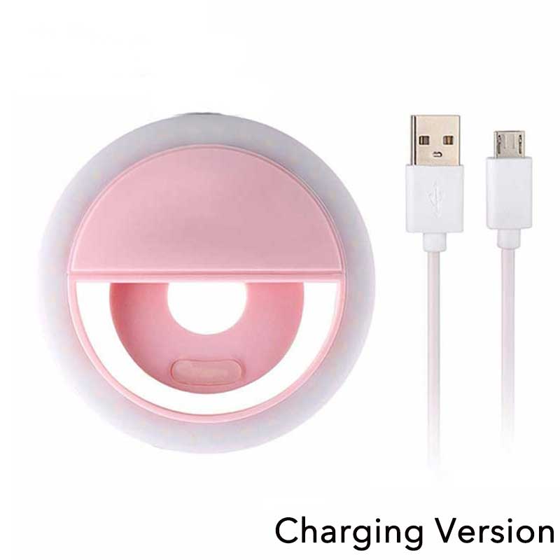 USB Charge Led Selfie Ring Light Mobile Phone Lens LED Selfie Lamp Ring for iPhone for Samsung Xiaomi Phone Selfie Light: Pink