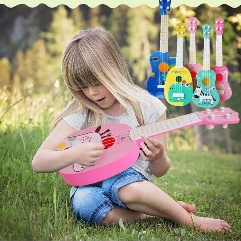 Trend mini børn dyreprint lille guitar musikinstrument pædagogisk hobby legetøj børns