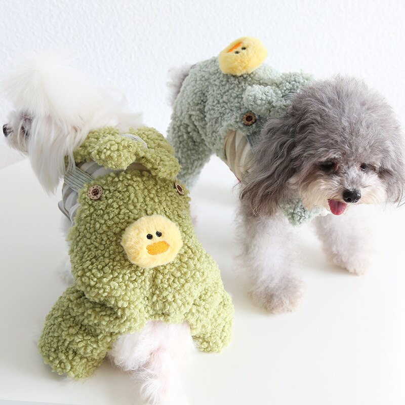 Duck Scarf Fruit Green Dog Pajama Jumpsuits Sweatshirt Pet Dog Clothes Winter Warm Cotton Cat Hoodies Clothing For Dogs Puppy