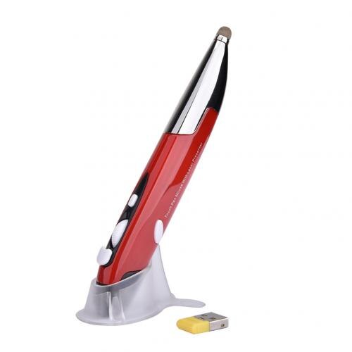 PR-06 2.4G Wireless USB Optical Presenter Pen Mouse Adjustable 1600DPI 4 Key Mini Mice for Tablet Laptop PC Desktop Smart TV Box: Red