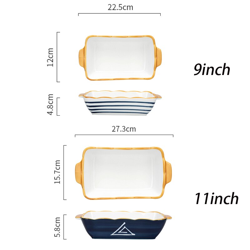 MDZF SWEETHOME 9/11inch Japanese Ceramic Baking Pan Rectangular Bakeware Dish Oven Baking Tray Kitchen Home Lasagna Pan