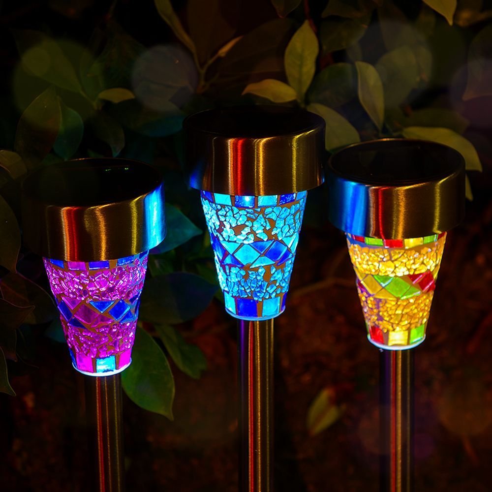 Luz solar led mosaico lâmpada do gramado ao ar livre à prova dwaterproof água mosaico abajur moderno parque jardim caminho paisagem gramado decorativo 1/3pcs