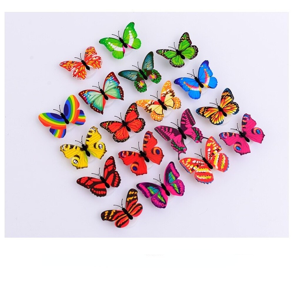 Buntes, leuchtendes schmetterlings-led-nachtlicht, schmetterlingsförmiger wandaufkleber, heimdekoration, zimmerdekoration, partytischdekoration, spielzeug