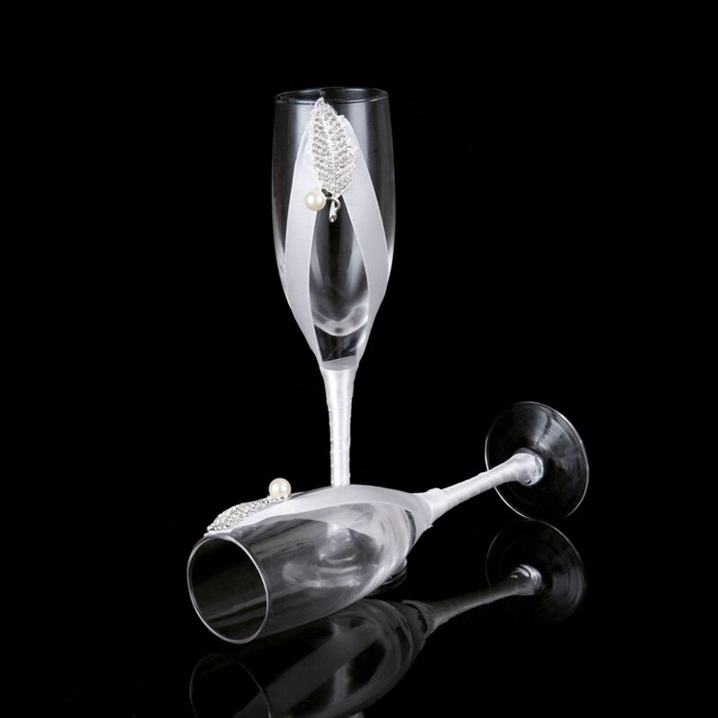 2Pc/Set Bridal and Groom Champagne Flutes Wedding Glasses Set Cup Toasting Goblet for Weddings Party