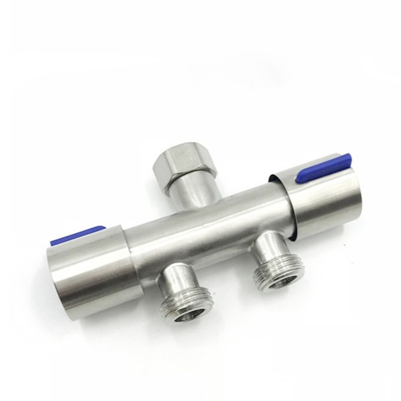 1PC Bibcock 304 Stainless Steel Washing Machine Faucet One-in 2-Out Double Outlet Adapter Tap Thread G1/2': WHITE