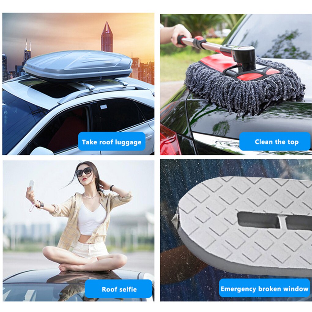 Universal Foldable Car Door Step Pedal Portable Space Saving Car Latch Hook Doorstep Aluminum Alloy Roof Rack Foot Pedal Ladder