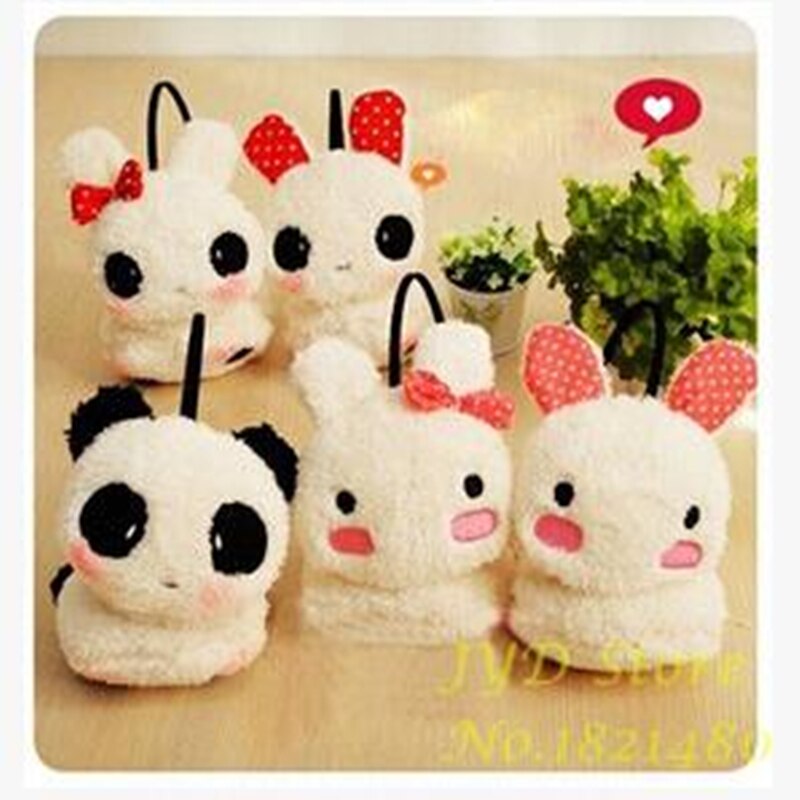 VISNXGI Women Gilrs Black White Small Panda Pad Fluffy Ear Warmer Earmuffs Winter Cute Panda Ear Muff Warmer