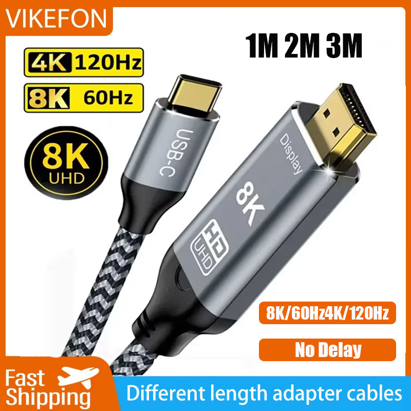 USB C to HDMI Compatibable Cable 8K 4K Type C to HDMI 2.1 8K 60Hz 4K 120Hz for iphone 16 15 14 MacBook Huawei Mate30