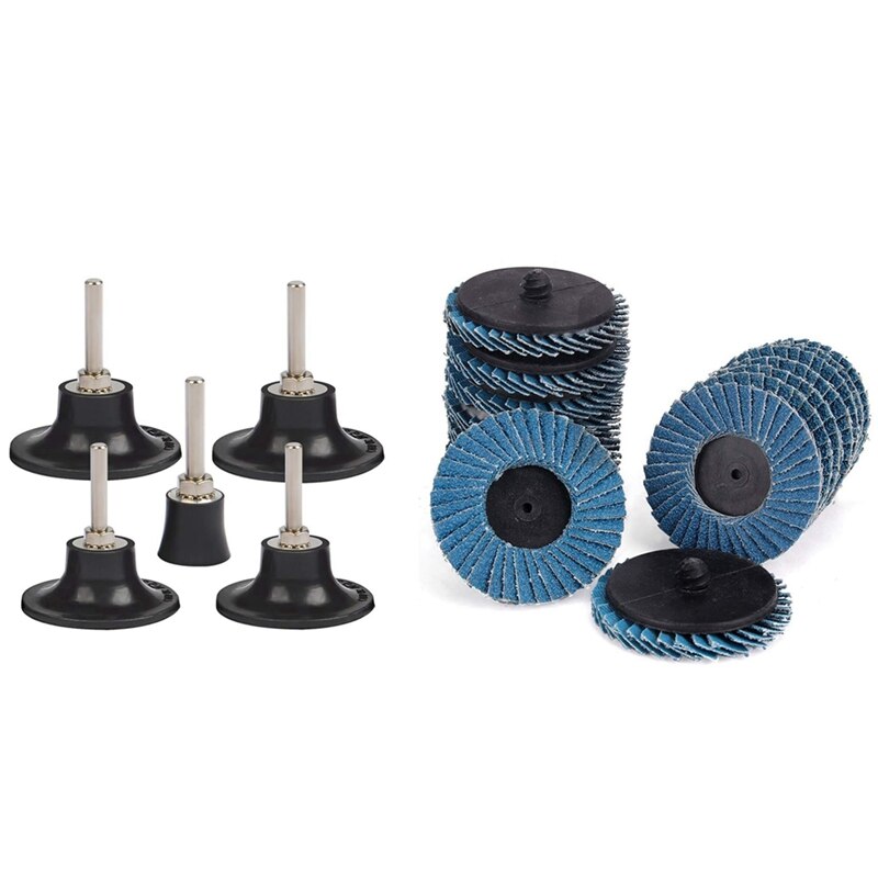 5Pcs Roloc Disc Pad Houder & 30Pcs Flap Disc 2 Inch Zirconia Platte Flap Disc Roloc Roll Lock slijpen Schuren Wielen