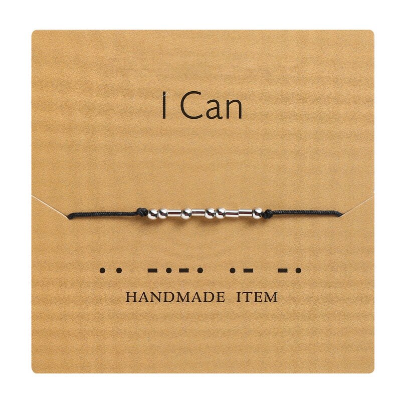 I Love U Morse Code Brief Charm Bead Armbanden Vriend Familie Geef Nooit Blijven Gaan Bff Hoop Hand Geweven verstelbare Armband