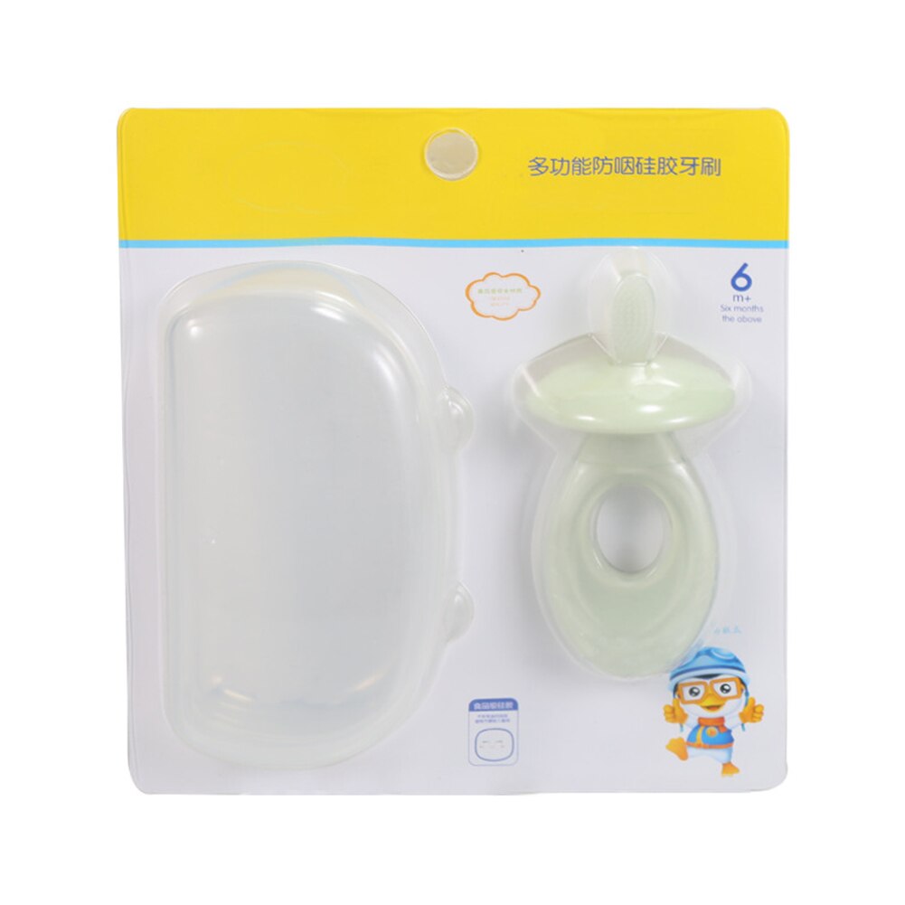 Zachte Siliconen Haren Bijtring Care Baby Training Tandenborstel Met Veiligheid Guard