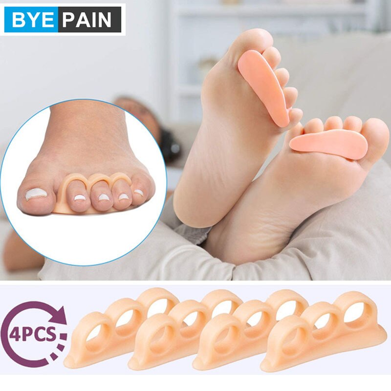 2Pair=4Pcs Gel Toe Separators, Toe Straightener for Men Women, Bunions, Hammer Toe, Overlapping Toe, Claw Toes, Reduce Foot Pain