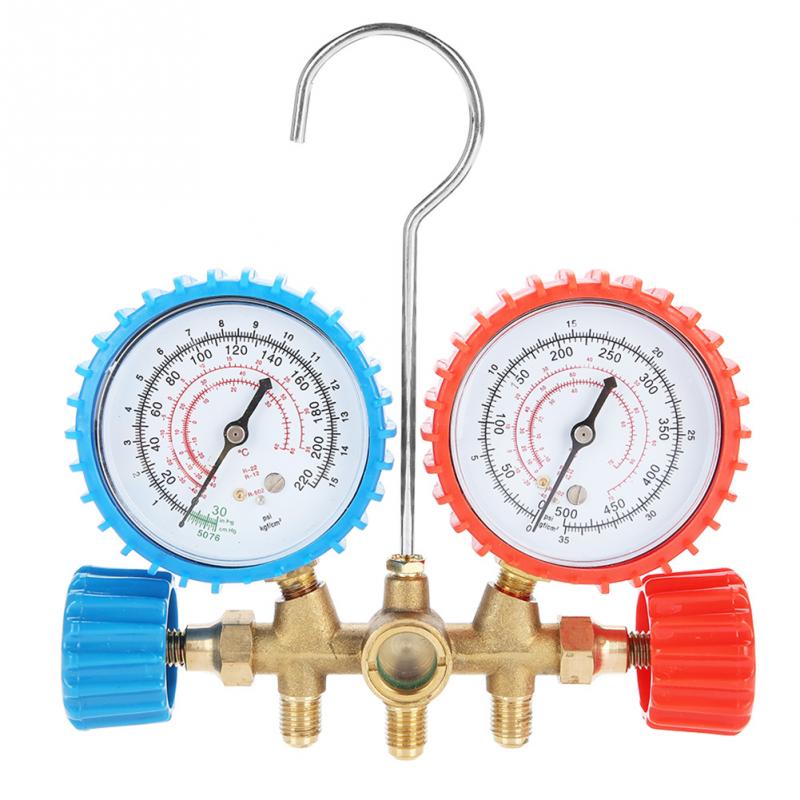 Juego de manómetro de colector automático de 500Psi, juego de manómetro de diagnóstico de CA, herramienta de aire acondicionado para refrigerante R134A R12 R22 R502 para coche