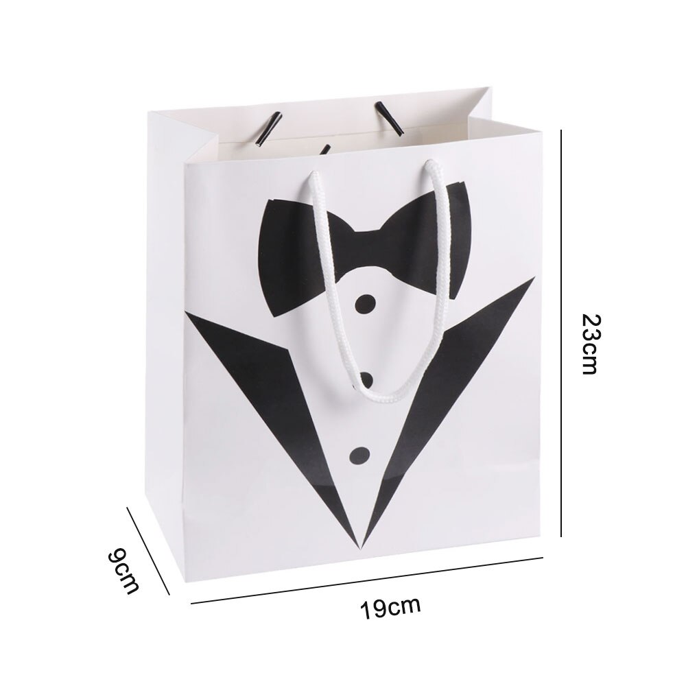 1pcs Papier Tuxedo Bruidsjonkers Dank U Bags Zwart Wit Wedding Bridal Gunst Bruidsmeisje Bruidsjonkers Bags