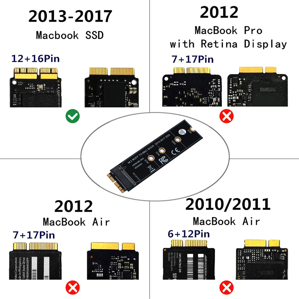 M .2 adapter m .2 ngff pcie ahci ssd adapter til macbook air  a1466 pro  a1398 a1502 a1419 til apple ssd adapter