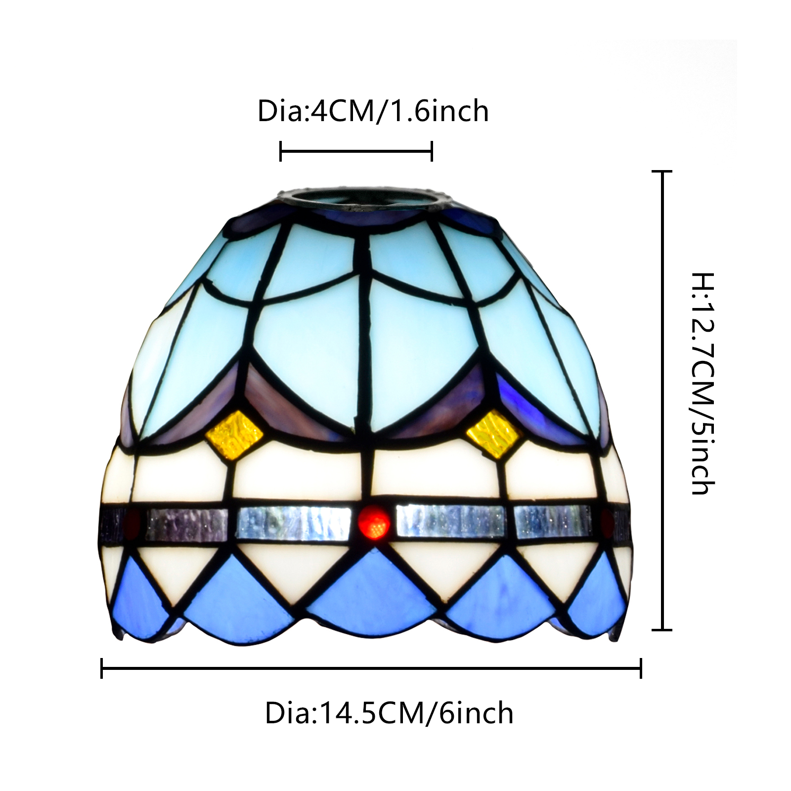 Mediterranean style glass fan lamp, wall lamp, chandelier replacement lampshade 6 inch stained glass single lampshade