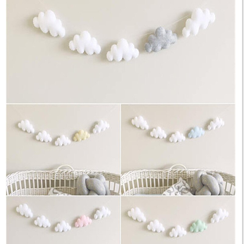 INS feutré nuage guirlande décoration murale suspendue, ornements nordiques, rideau de lit de bébé, décoration suspendue, tentes de chambre d&#39;enfants, décor suspendu