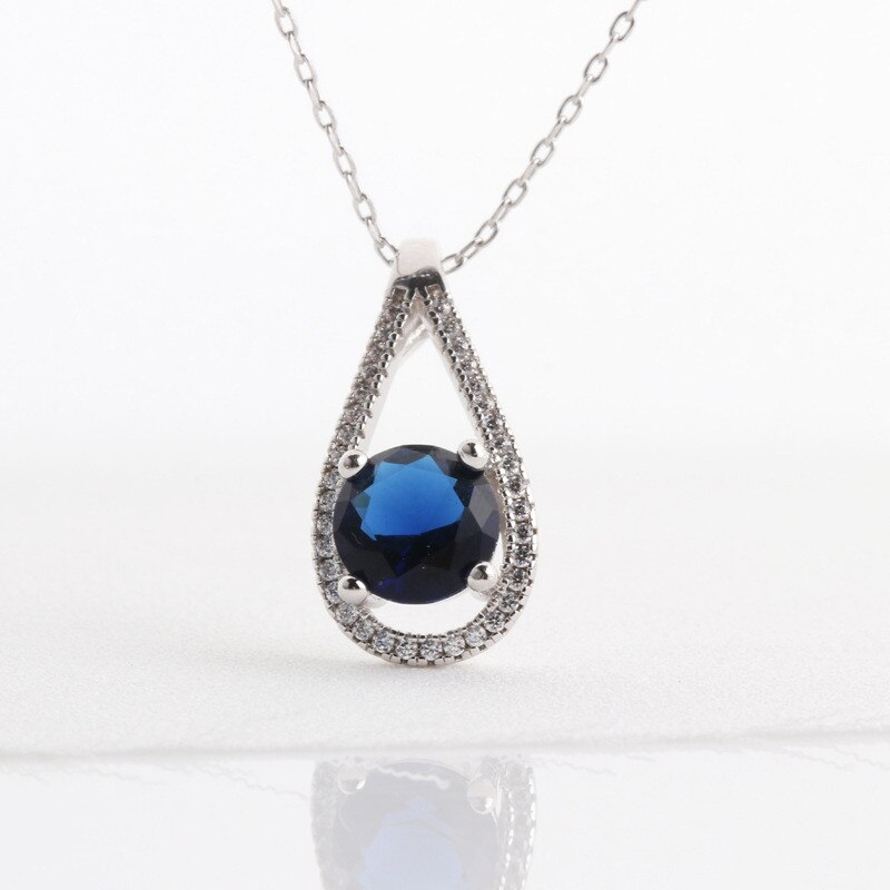 CC S925 Necklaces Pendants For Women Luxury Jewelry Cubic Zirconia Water Blue/Yellow Stone Accessory No Chain CCN258