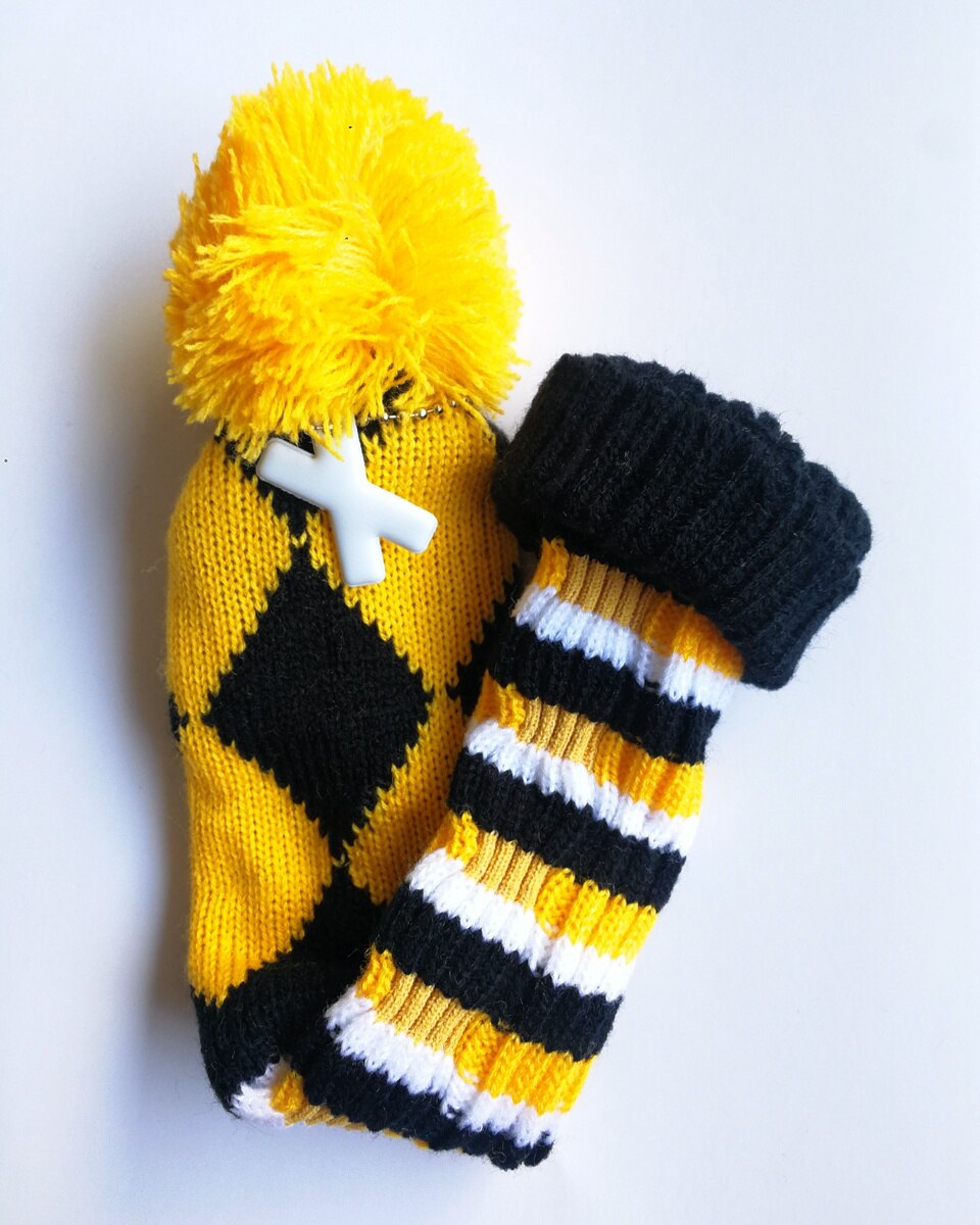 Funda clásica con pompón para la cabeza, para palos de Golf de punto de lana, cubierta para la cabeza híbrida con etiqueta X, 1 ud.: Yellow