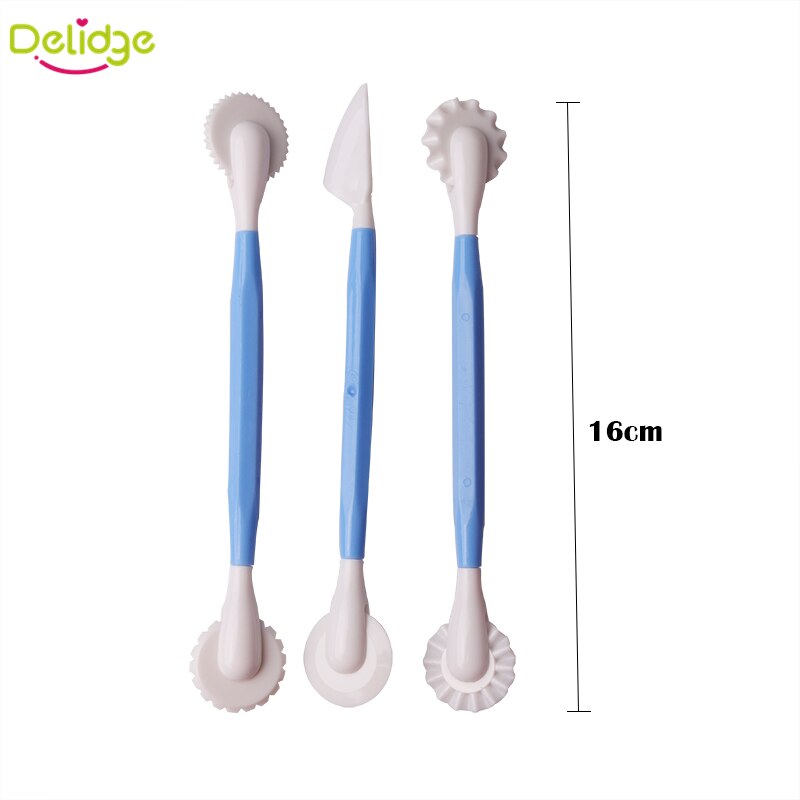 Delidge 3 stks/set Fondant Cake Pen Decoratie Set 6 Patronen Bloem Sugarcraft Modelling Gereedschap Graveren Snijden Pennen Tool