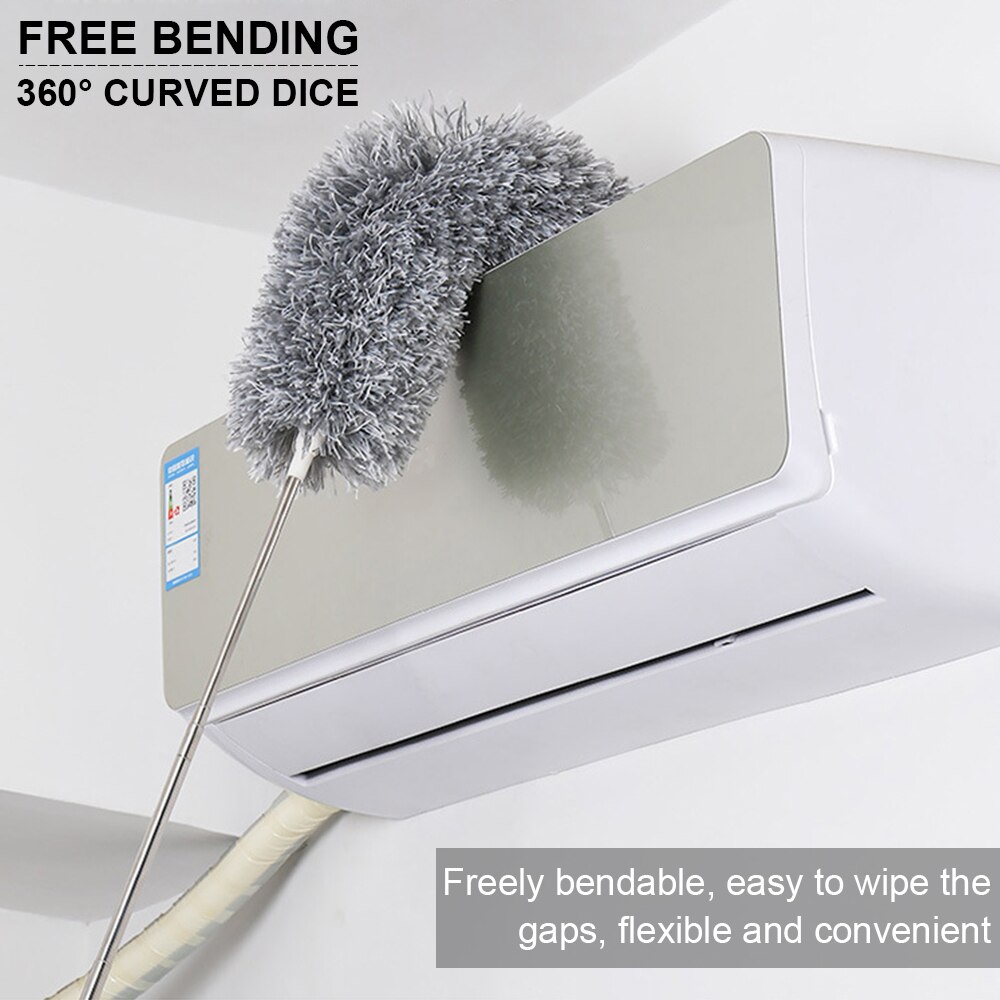 Plumero de plumas extensible con poste telescópico, limpiador de polvo de cepillo para el hogar, plumero de microfibra lavable, herramienta de limpieza