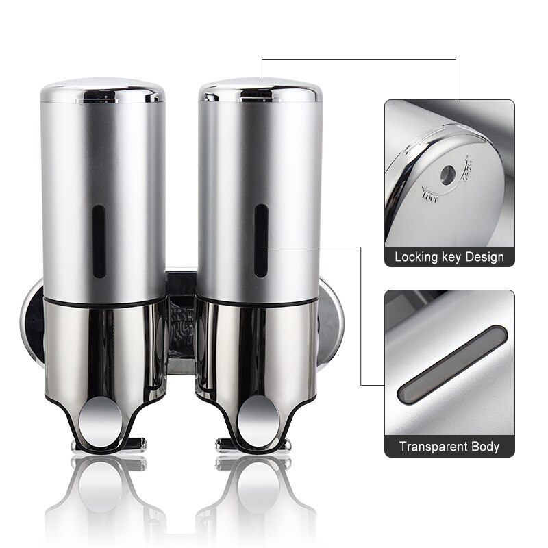 Liquid Soap Dispenser Wall Mounted Shower Gel Dispensers Shampoo Container Kitchen Tools Pump Double Hand Bathroom Soap Bottle