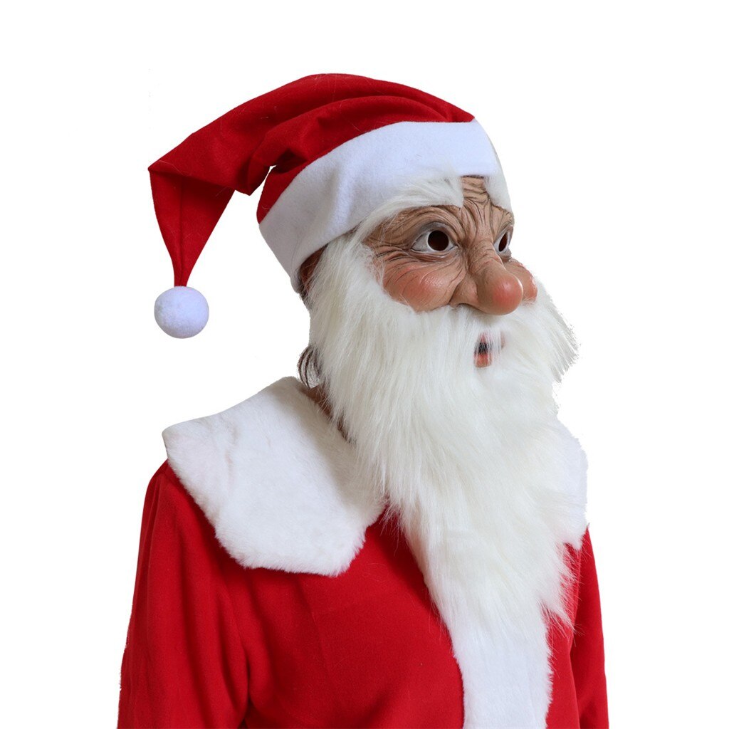 Santa Claus Mask Latex Soft Full Face Mask Christmas Cosplay Party Costume Santa Claus Plays Props Santa Mask Headgear
