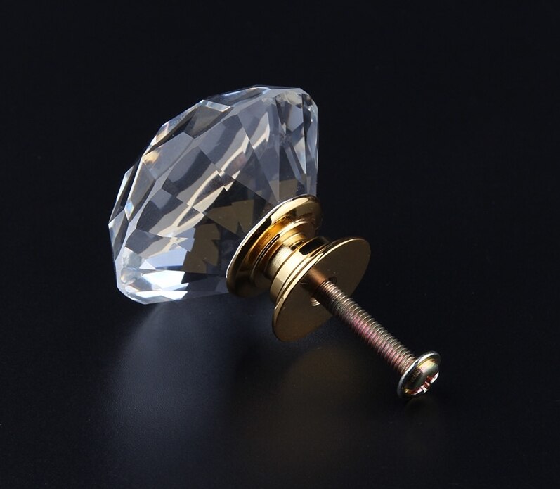 30 Mm Diamond Shape Crystal Glass Knoppen Kast Trekt Lade Knoppen Keukenkast Handvatten Handvat Hardware: Gold base