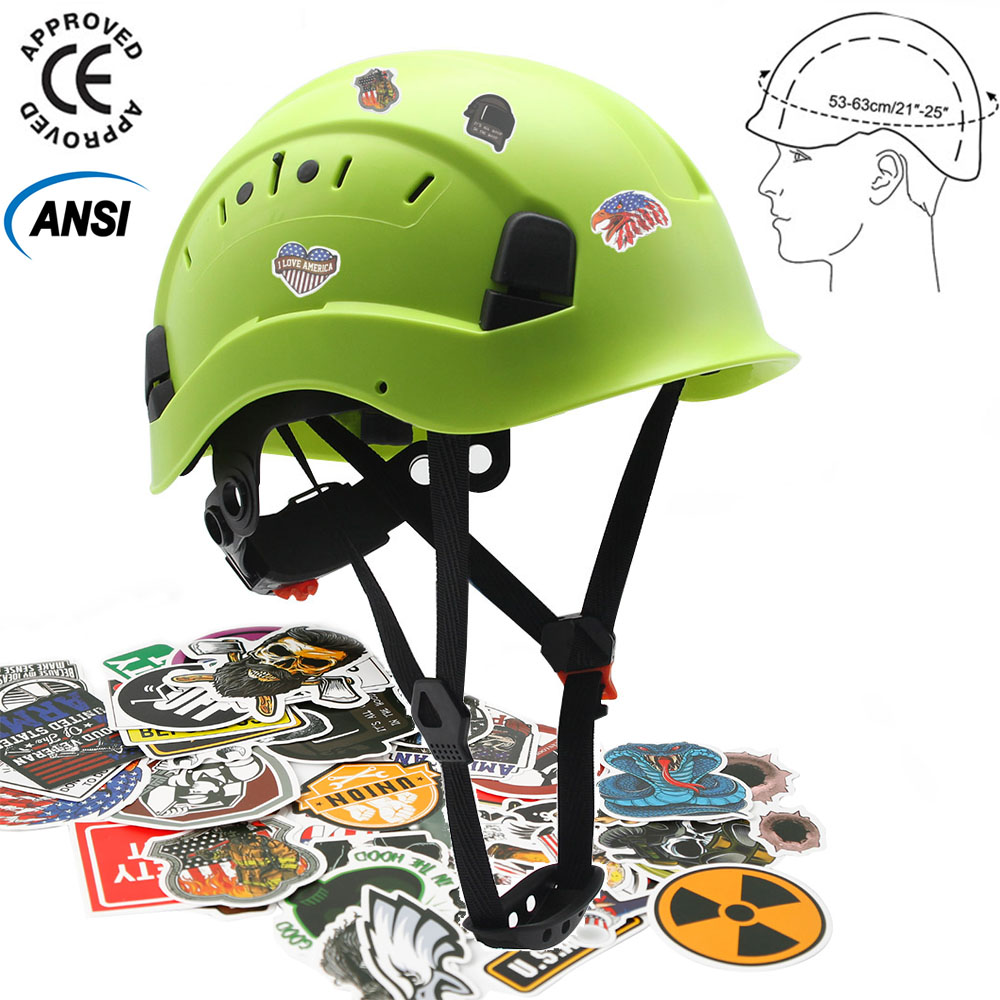 Safety Helmet with 50Pcs Stickers ABS Construction Hard Hat Goggles Climbing Riding Protective Helmets Working Rescue Work Cap