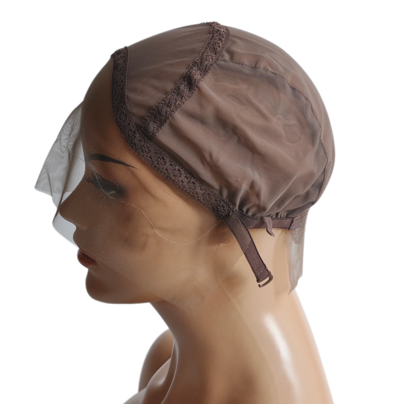 Bonnet de perruque Swiss Lace Front pour faire des perruques, bonnet de tissage avec bretelles réglables avec ligne de guidage cousue dans la taille S/M/L