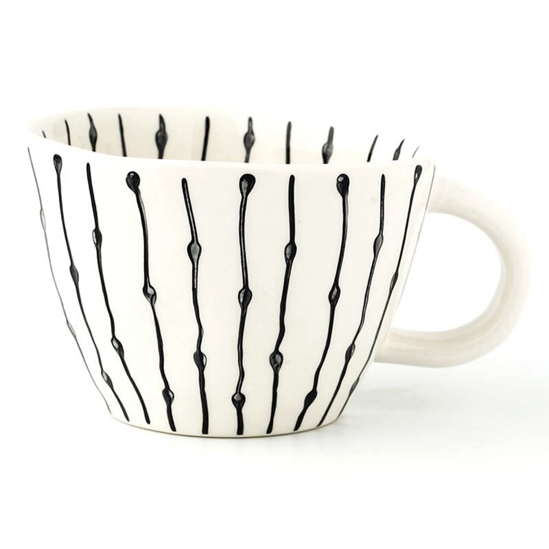 Neue Geometrische Keramik Tasse Hand Gemalt Kapazität Wasser Griff Tasse Unregelmäßigen Milch Büro Kaffee Tasse Wohnkultur: Grün