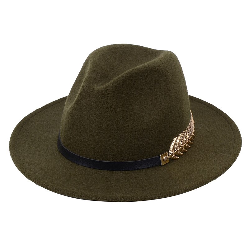 SLECKTON Fedoras Hats for Women Casual Girl Panama Jazz Cap Ladies Woolen Top Hat Men Bowler Hats Unisex Gorras S1078: Green