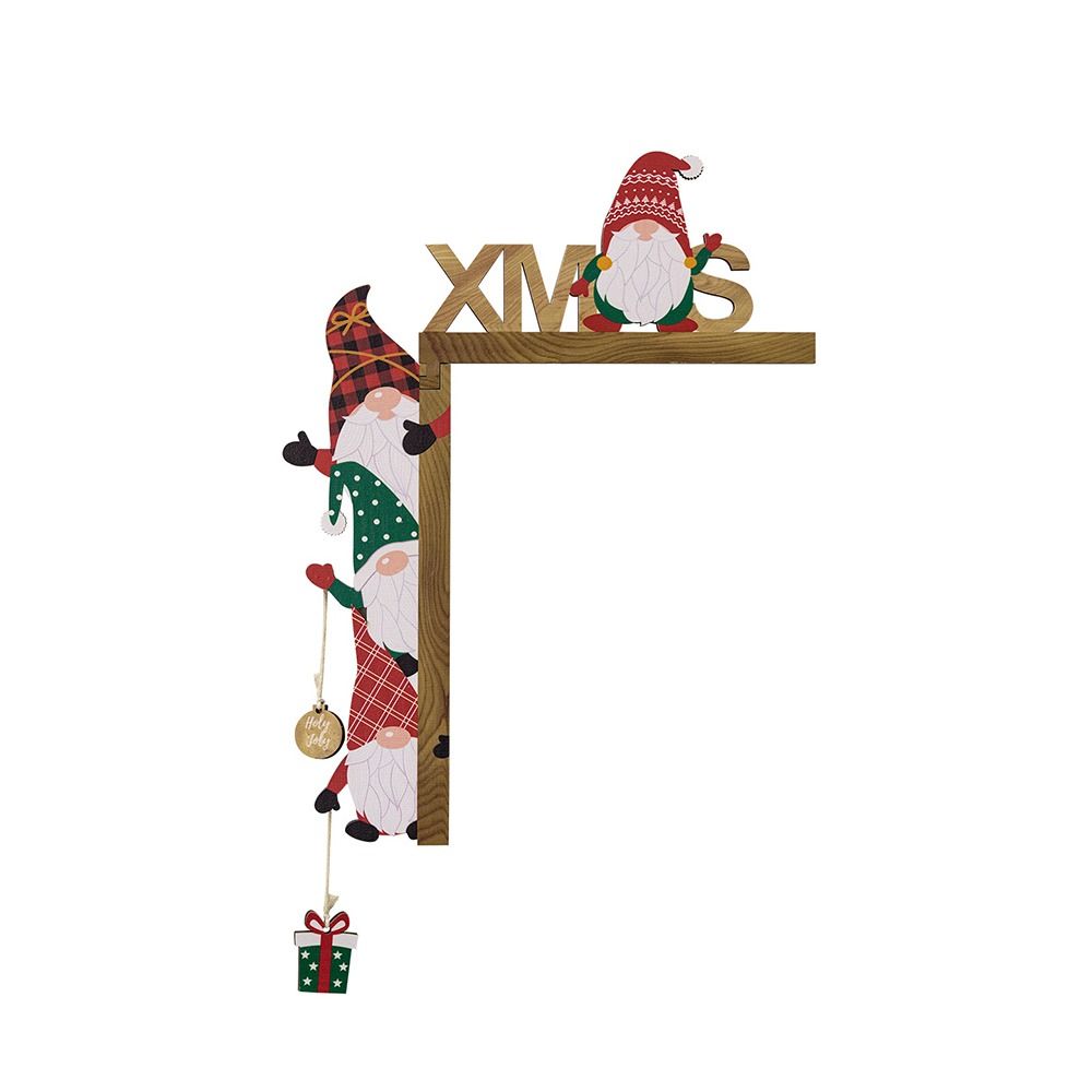 disposizione di atmosfera per la casa alla moda Decorazione del telaio della porta Decorazione natalizia in legno Ciondolo per porta Babbo Natale Cartello angolare per porta di Natale: Grigio chiaro