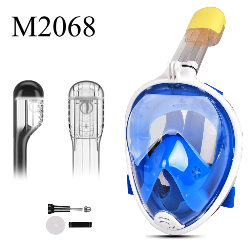 Full Face Snorkeling Mask Set Diving Underwater Swimming Mask Training Scuba Mergulho Diving Mask For Gopro Camera: M2068 Blue / S/M